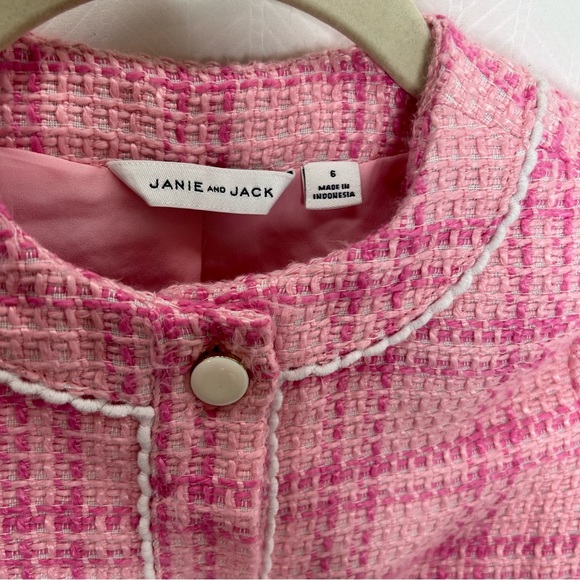 Janie and Jack pink tweed plaid girls jacket - Picture 2 of 6